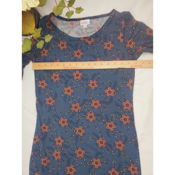 Nwot LuLaRoe Julia Dress S Blue Floral Stretch Pencil T-Shirt Womens Size - Picture 4 of 7